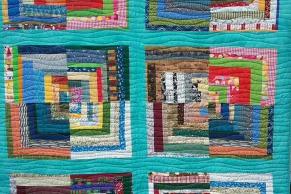 log cabin big reste quilt bunt