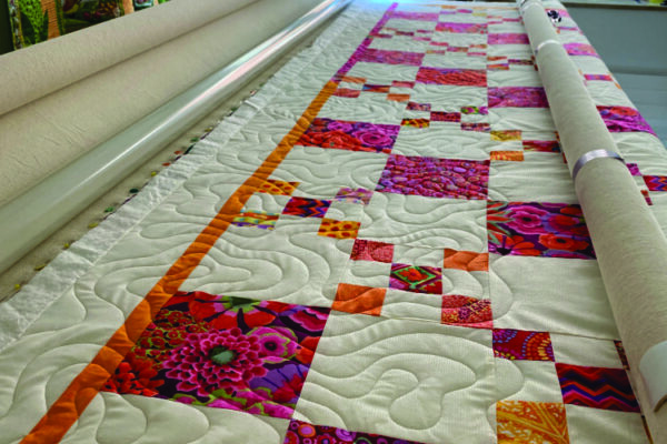 pink rot weißer chain quilt longarm malachite muster