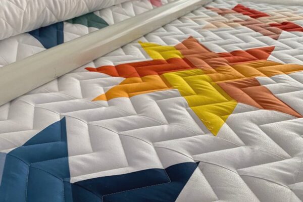 bunte sterne zackenquilting longarm